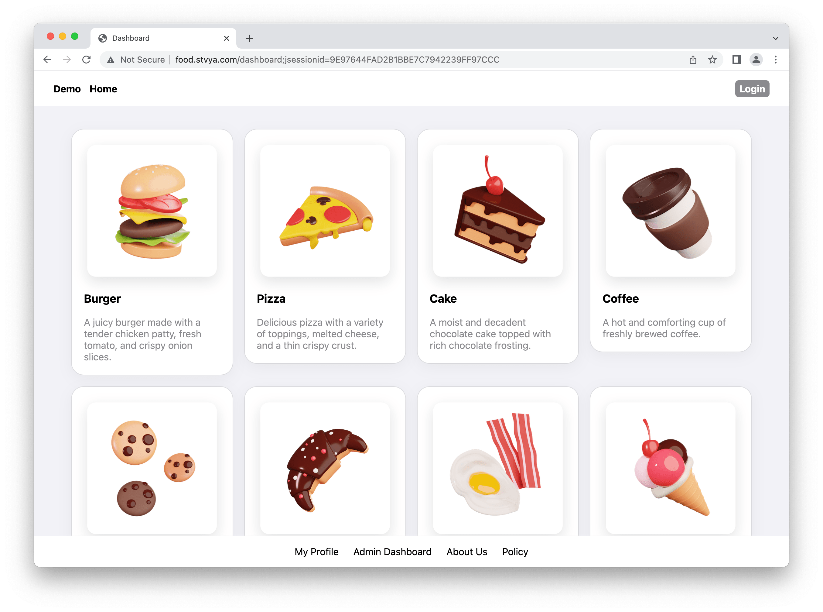 Food Application Screenshot 1